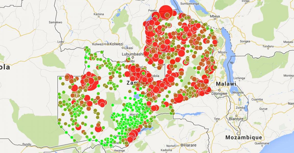 Карта Замбії малярії