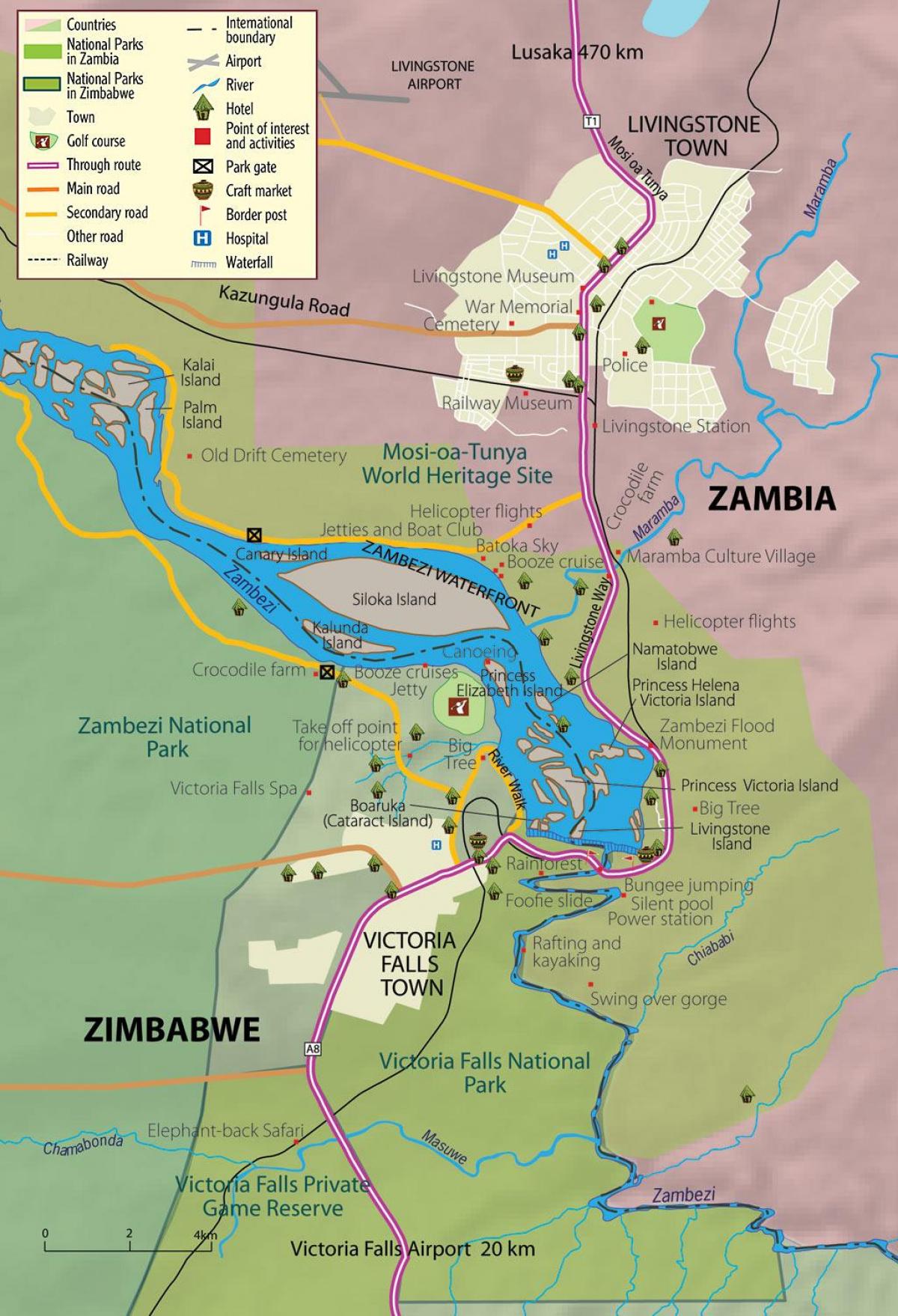 карта міста Лівінгстон Замбія 