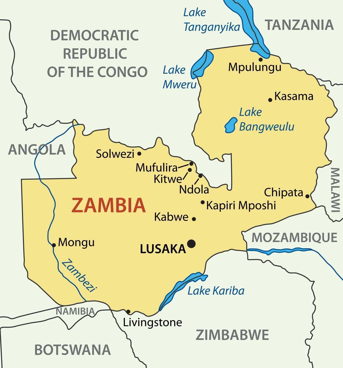 Карта Замбія, китве 