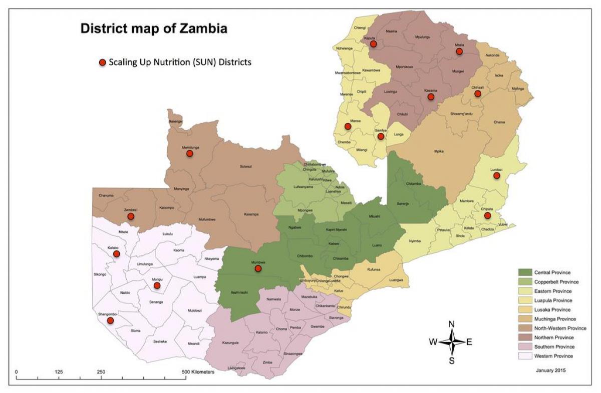 Замбія районів оновлену карту